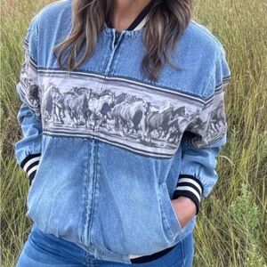 Denim Horse Print Jacket XL NWT sterling kreek